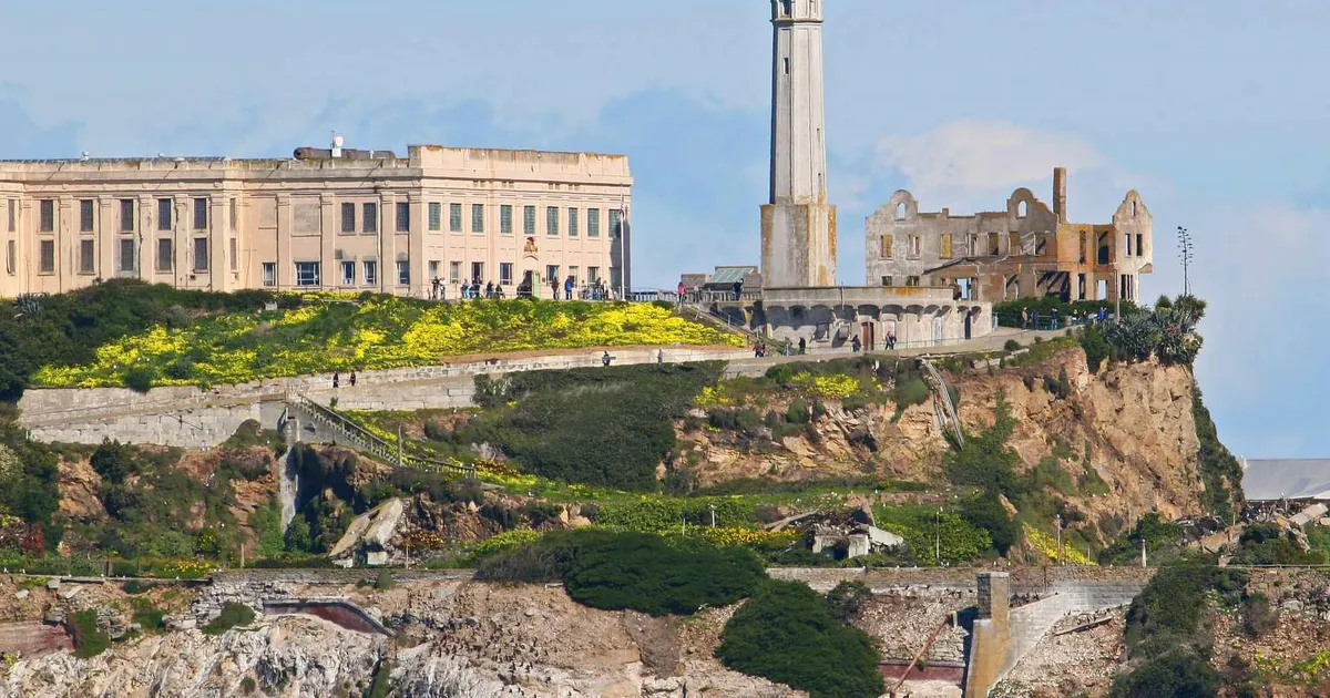 View of the Alcatraz Lighthouse and Island from the water