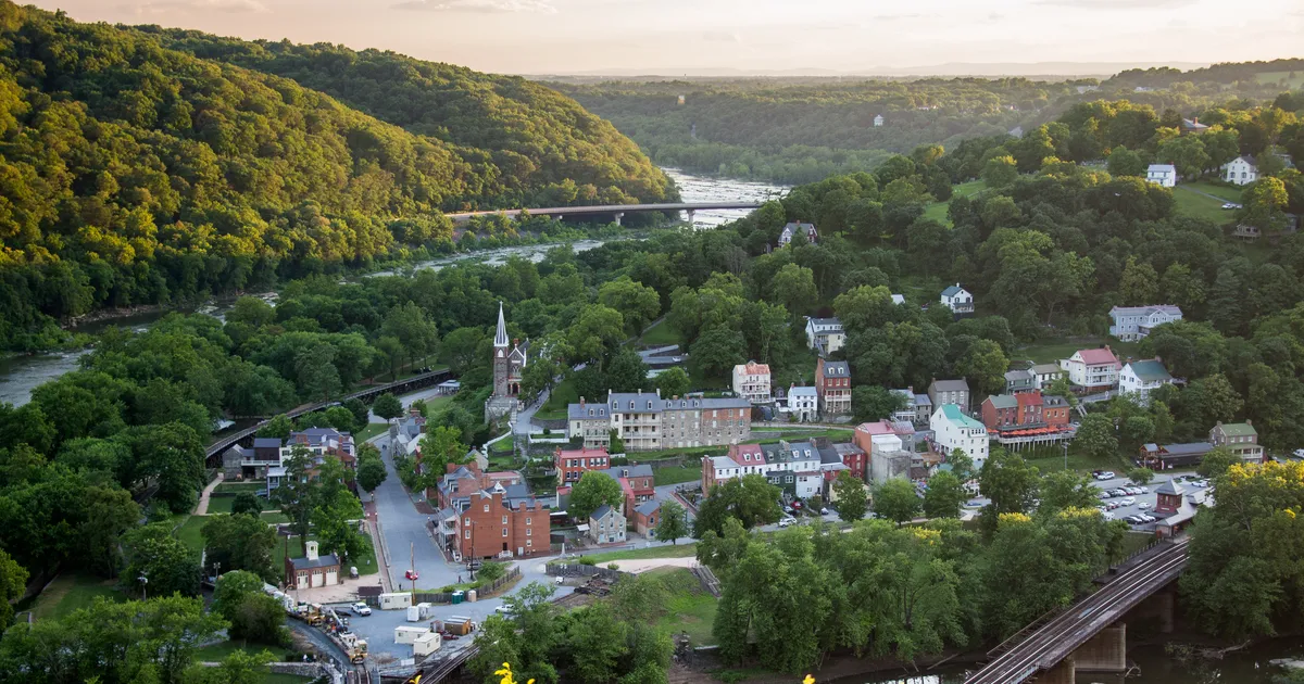View of Lower Town Harpers Ferry as seen from Maryland Heights